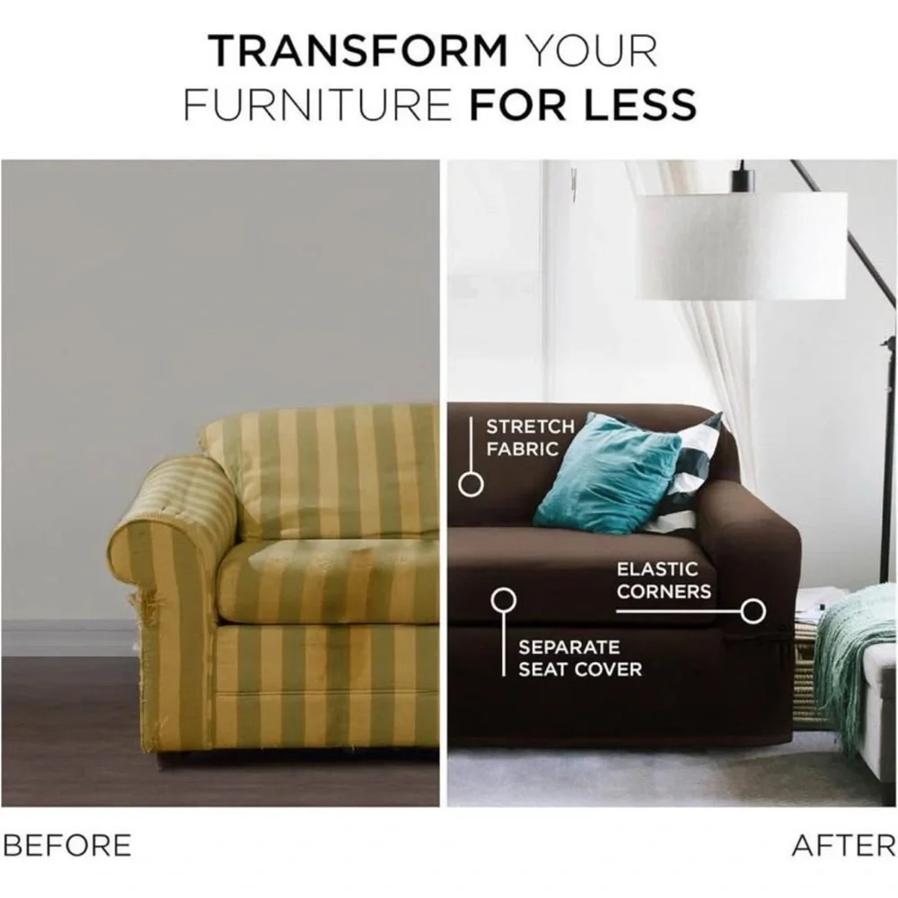 Brown Stretch Sofa Cover. Home decor.